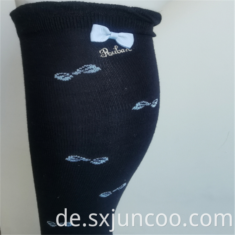 Girls Casual Knee High Black Quick Dry Print Socks